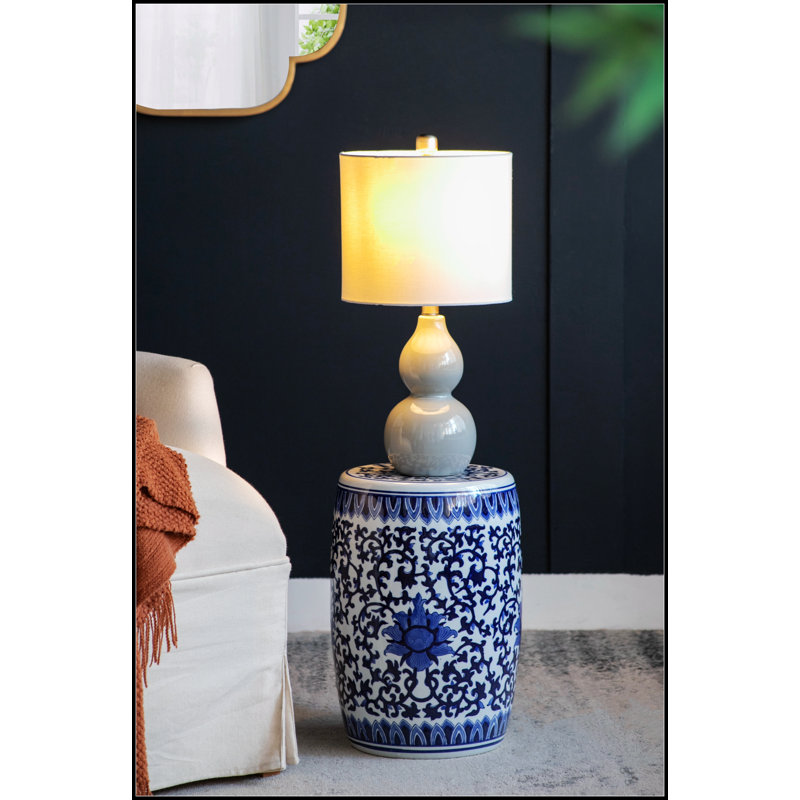 Tabouret de jardin en céramique, petit tabel latéral bleu et blanc, P 11 po x 16 po