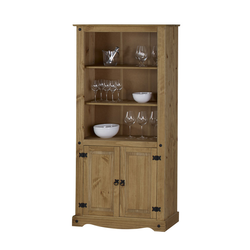 Recdo Solid Wood Room Divider Bookcase, Antique Wax