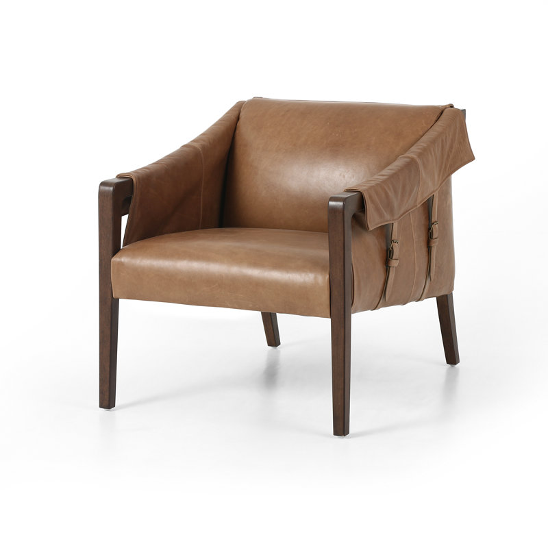 Karin 27" Wide Armchair, Brown, Dakota Warm Taupe Genuine Leather