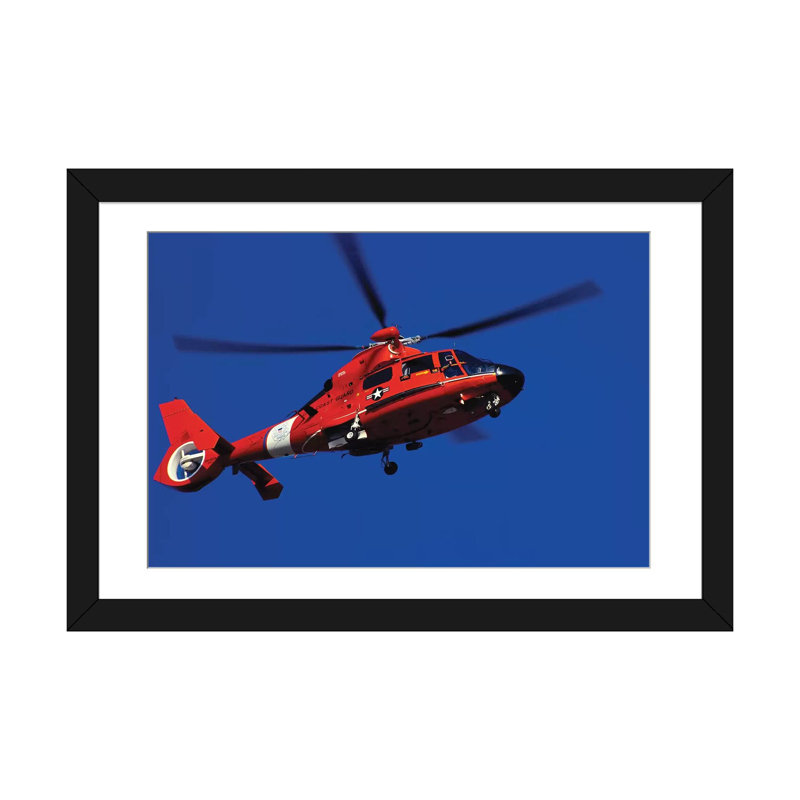 «Coast Guard Helicopters», reproduction de photo sur toile, H 16 po x l 24 po x P 1 po, Papier avec cadre noir, Blanc