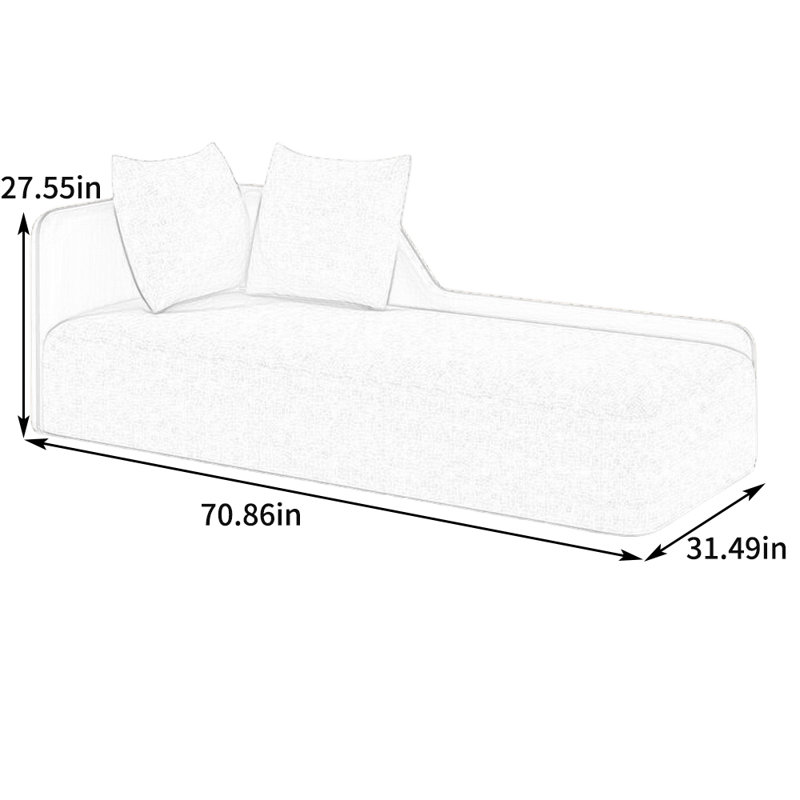 Chaise longue rembourrée Sundi, Accoudoir à gauche (vu de face)