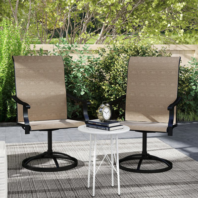 Ensemble de 2 chaises d'extérieur pivotantes en filet à dossier haut, brun