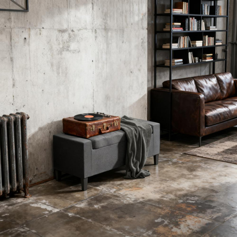 Atzel 36.25'' Tufted Rectangle Storage Ottoman,Storage Ottoman, Linen Upholstered Storage Bench with Lift Top and Button Tufted for Living Room,wood