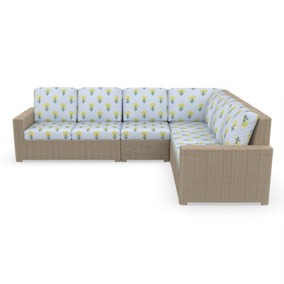 Hutsonville 116" Wide Outdoor L-Shaped Patio Sectional with Cushions