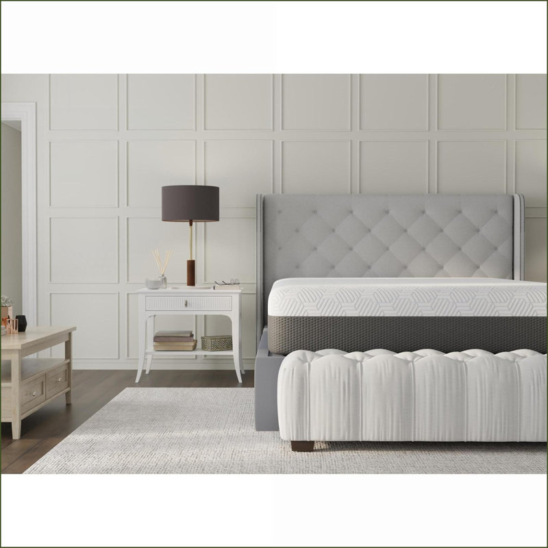 Mattresses, 12" California King Plush Cooling Mattress with Phase Change Fabric | Foam | Ivory + Light Gray, California King