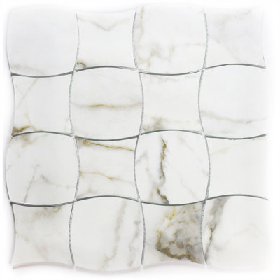 Art Deco Carrara 3" x 3" Glass Mosaic Tile
