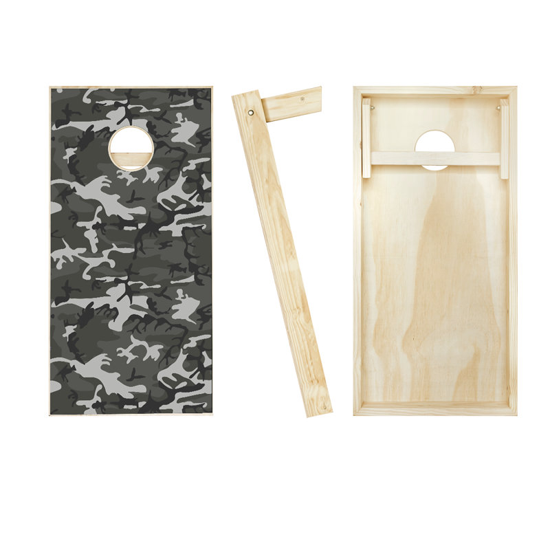 Ensemble de cornhole en bois massif 2 'x 4' avec sacs, Rouge / Noir