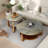 Round solid wood marble coffee table