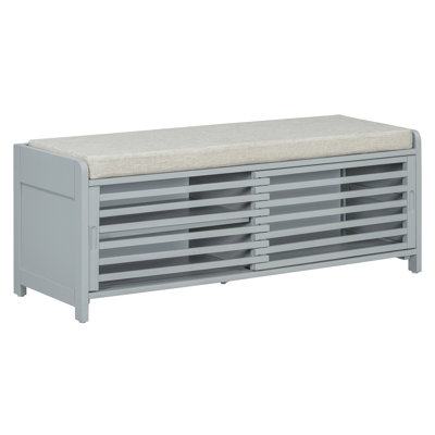 43" Distressed Shutter Storage Bench, Entryway Storage with Storage