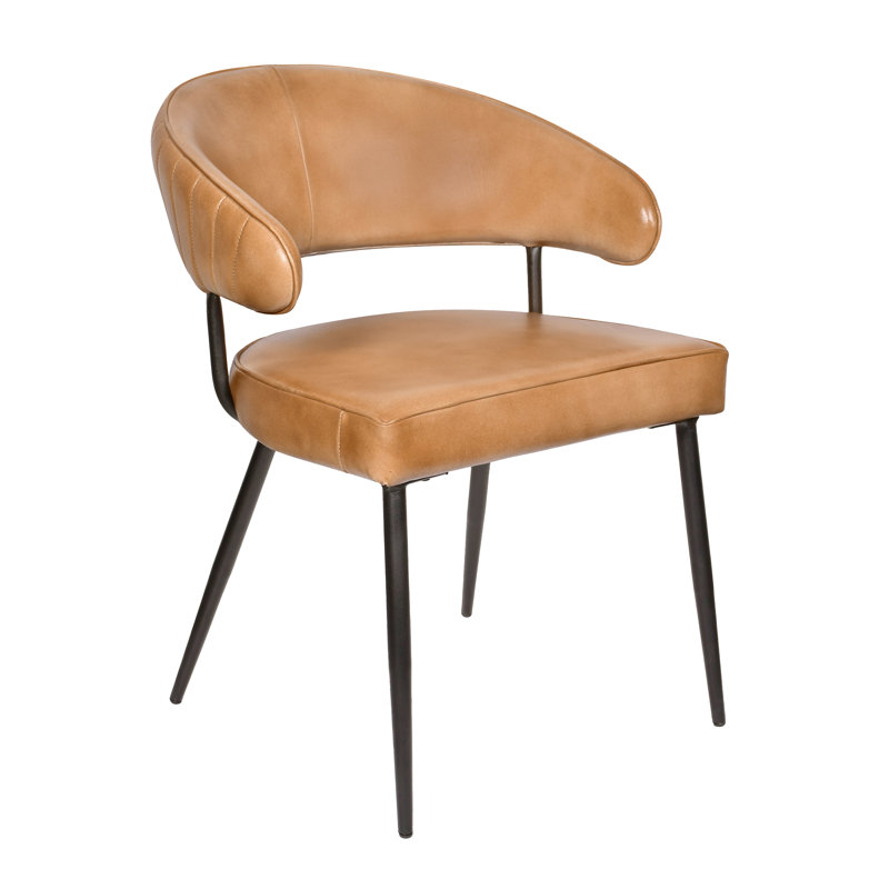 Ensemble de 2 chaises d'appoint Barrett au fini caramel de style Mid-Century sur cuir véritable