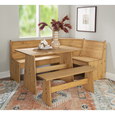 Altizer 5-Person Solid Pine Wood Corner Breakfast Nook with Hidden Storage