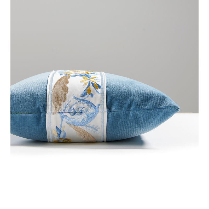 The MET x The House of Scalamandre Reine/Linley Lumbar Pillow, Gold/Blue/Soldier Blue