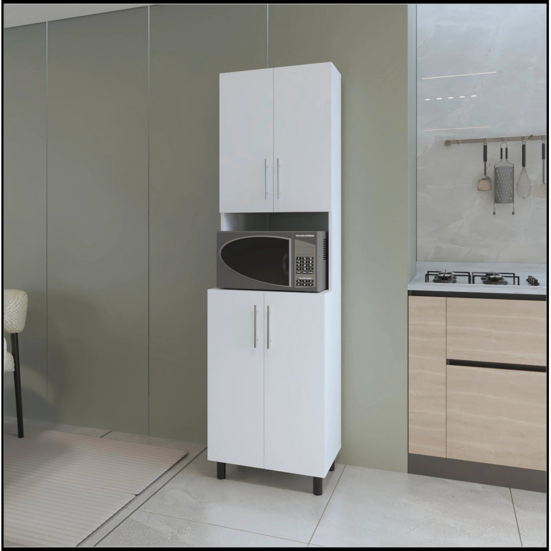 Double Cabinet Kitchen Pantry with Open and Concealed Storage, Perfect for Modern and Organized Kitchens