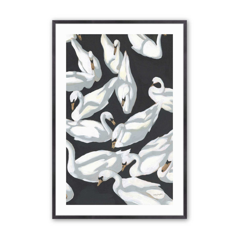 Swan Ballet imprimé, H 15,25 po x l 12,25 po, Cadre photo simple en zinc patiné