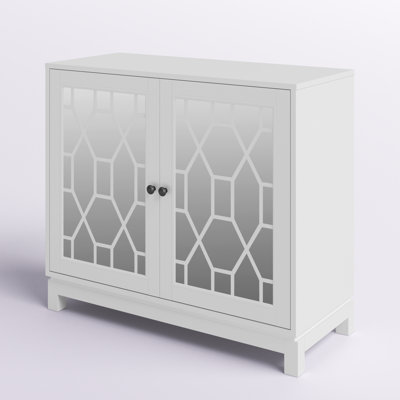 Alayna 2-Door Mirrored Accent Cabinet with USB Charging Ports