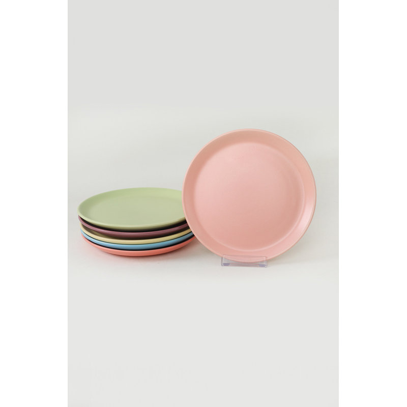 Assiette à dessert Ebrima, Jaune / rose clair / vert
