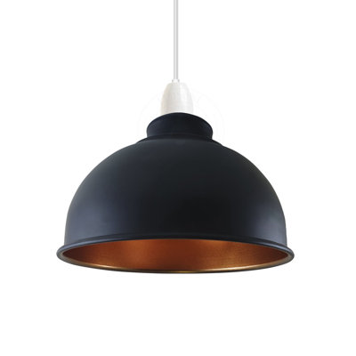 Metal Black Gold Inner Lamp Shade 21cm Hanging Pendant Light Fixtures Lampshade Replacement Compatible with E26 for Kitchen Island Ceiling Pendant
