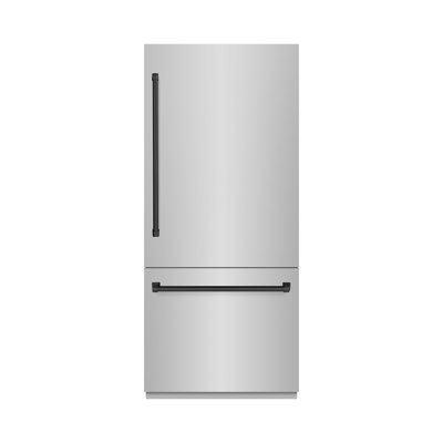 ZLINE Autograph 36 in. Built-In Refrigerator in White Matte w/ Bronze Accents