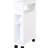 Narrow White Bathroom Cabinet With Rolling Feature And Storage Space Side Frame 45 Lbs Capacity