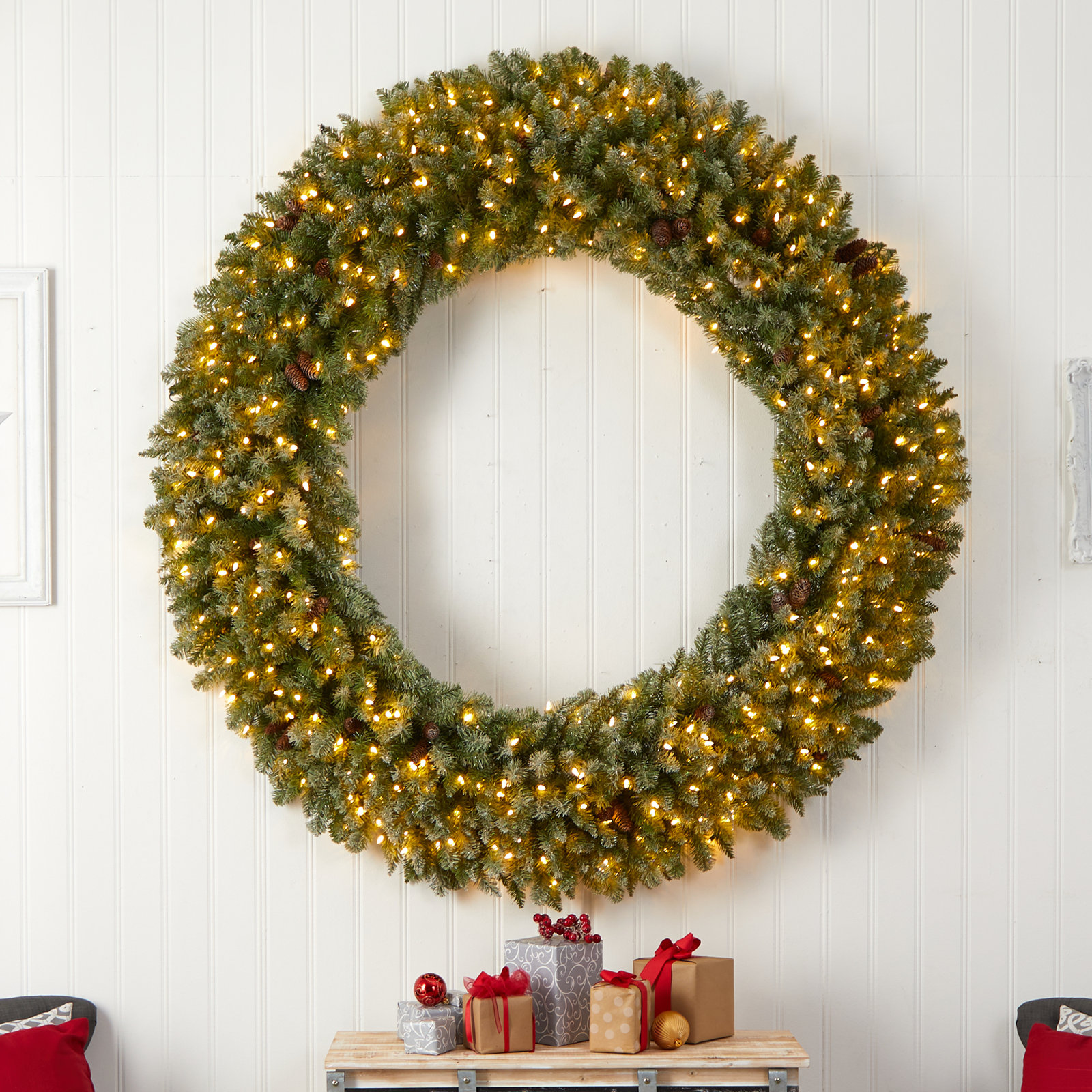 Faux Lighted Pine 72'' Wreath