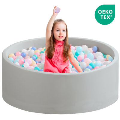 Fosse à balles en mousse pour enfants pour tout-petits avec grande fosse à balles pour bébé avec jouets d'extérieur en mousse à mémoire de forme, gris (pas de balles incluses)