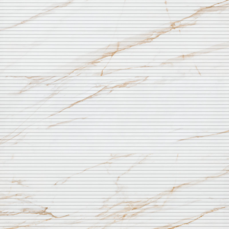 Carreau mural cannelé aspect marbre satiné Striara Marvelle Golden Drift 16'' x 48'', Marvelle Golden Drift