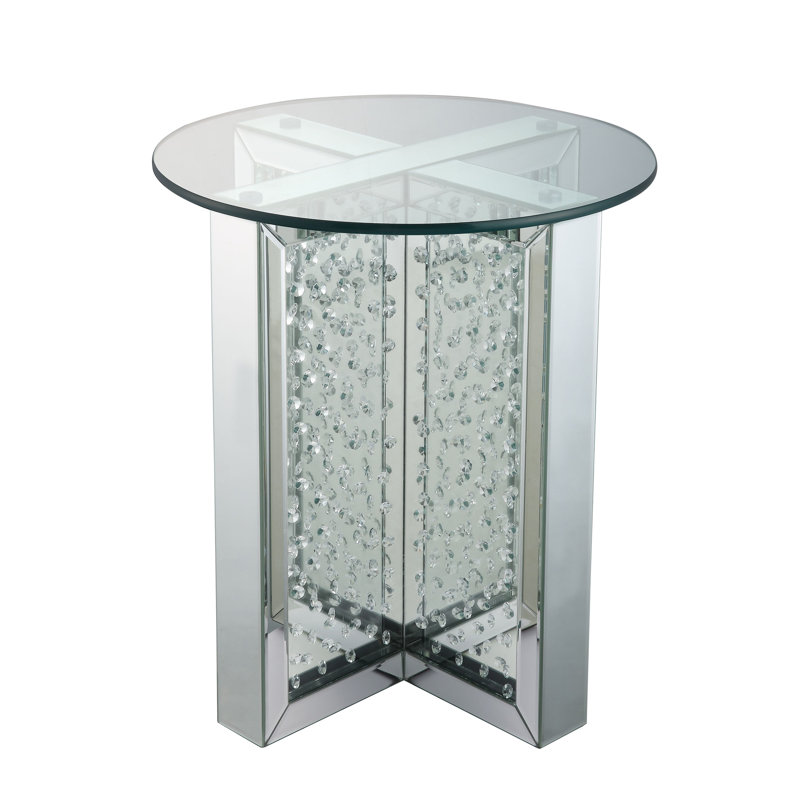 Table de bout Nysa avec miroir et faux cristaux