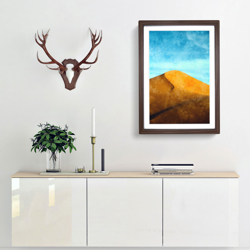 Desert Sand Dune in Morocco - Picture Frame Painting Print, 33cm H x 24cm W x 2cm D, Walnut Framed