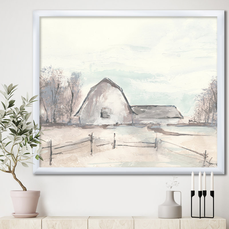 Cadre photo viii "campagne grange" , impression sur toile, H 16 po x l 16 po x P 1 po, Cadre blanc