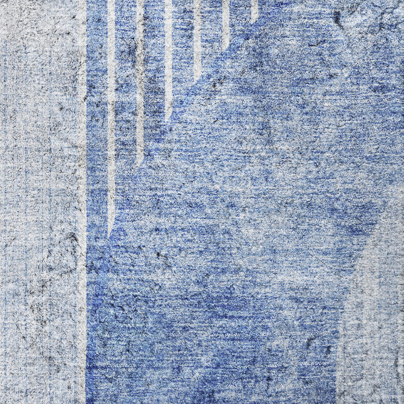 Tapis à poil long de qualité supérieure lavable à la machine ADS676, Bleu, 10 pi x 14 pi