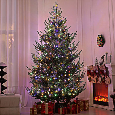 Arbre de Noël artificiel pin 9 pi avec 300 lumières DEL bicolores et branches 1939
