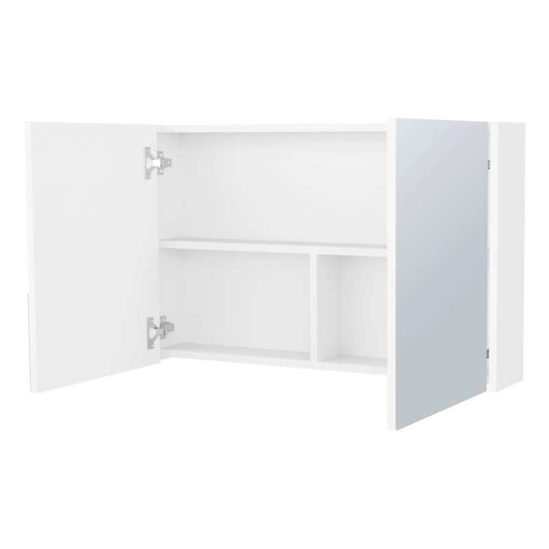 Armoire de rangement de salle de bain moderne avec 2 portes en miroir et 3 tablettes avec 2 miroirs à pharmacie et 3 tablettes intérieures