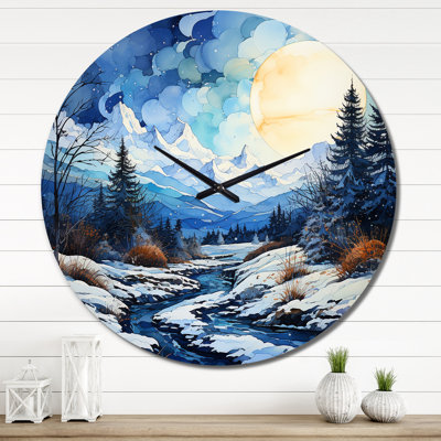 Horloge murale Winter Snowy Peaks VII