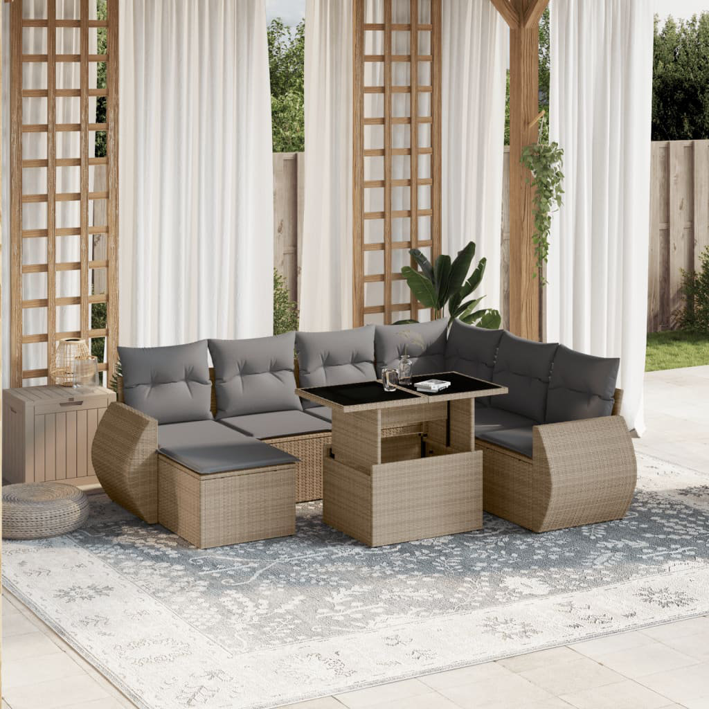 8-teiliges Gartensofa-Set mit Polstern aus Poly-Rattan