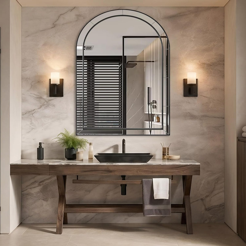 Miroir de salle de bain Minuette Cadre en acier inoxydable, 40" x 30", Matte Black