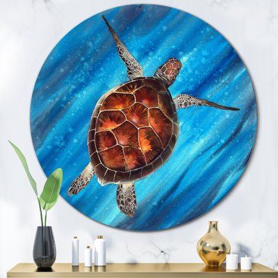 Colorful Sea Turtle Swimming In Blue " Colourful Sea Turtle Swimming In Blue "