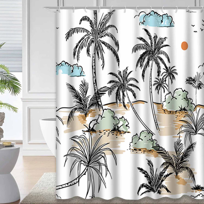 Rideau de douche imperméable PalmS, L 72 po x l 78 po