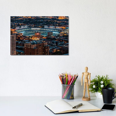 Wrigley Field, Park Place Towers, Nighttime by Raymond Kunst - Wrapped Canvas Print