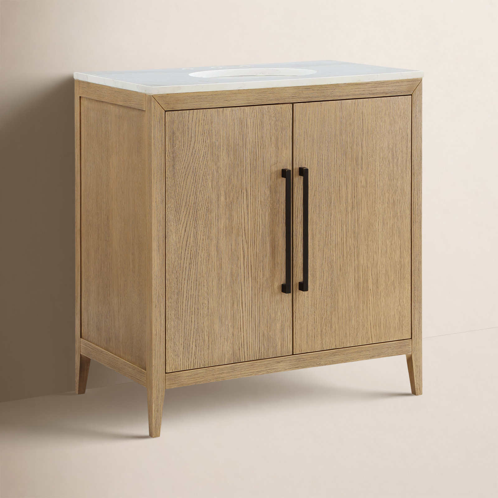 Alsup 30" Acacia Single Bathroom Vanity, Wire Brushed Oak, White