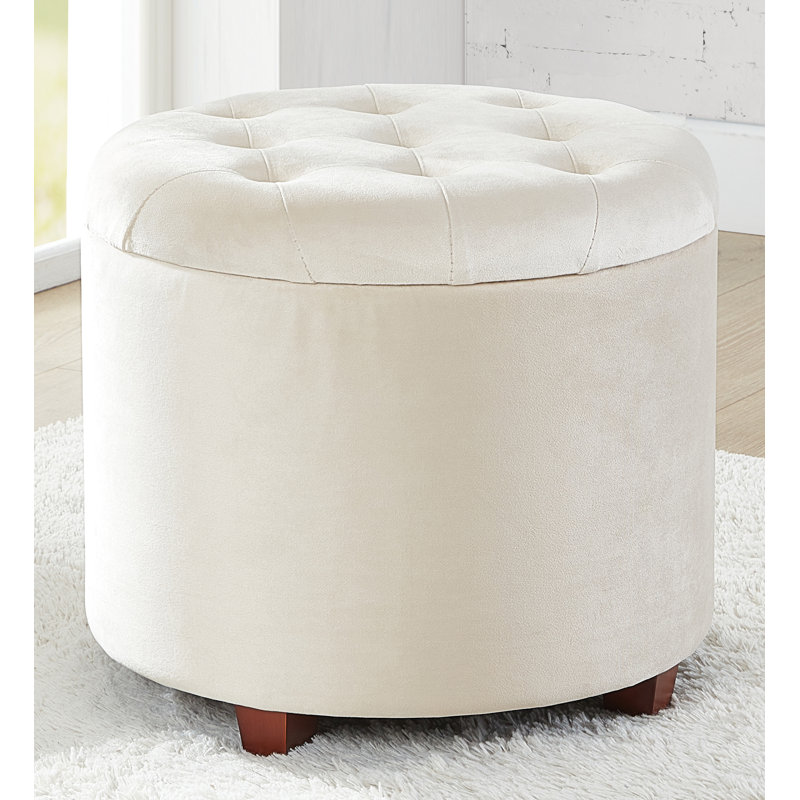 Crompton Upholstered Ottoman, Cream Velvet