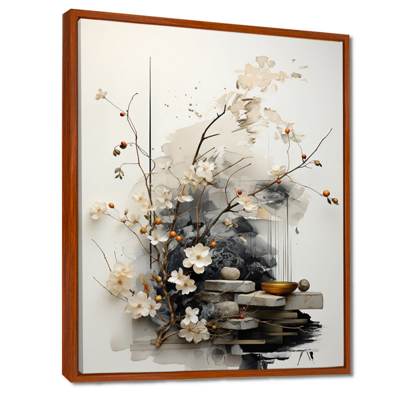Jaciya Asian Art Classics Sumi III - Art mural asiatique pour le salon, H 44 po x l 34 po, Reproduction avec cadre flottant