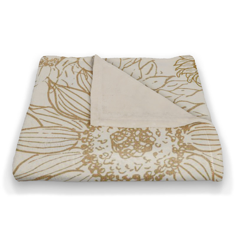 Hand Woven Throw Blanket, Gold/White