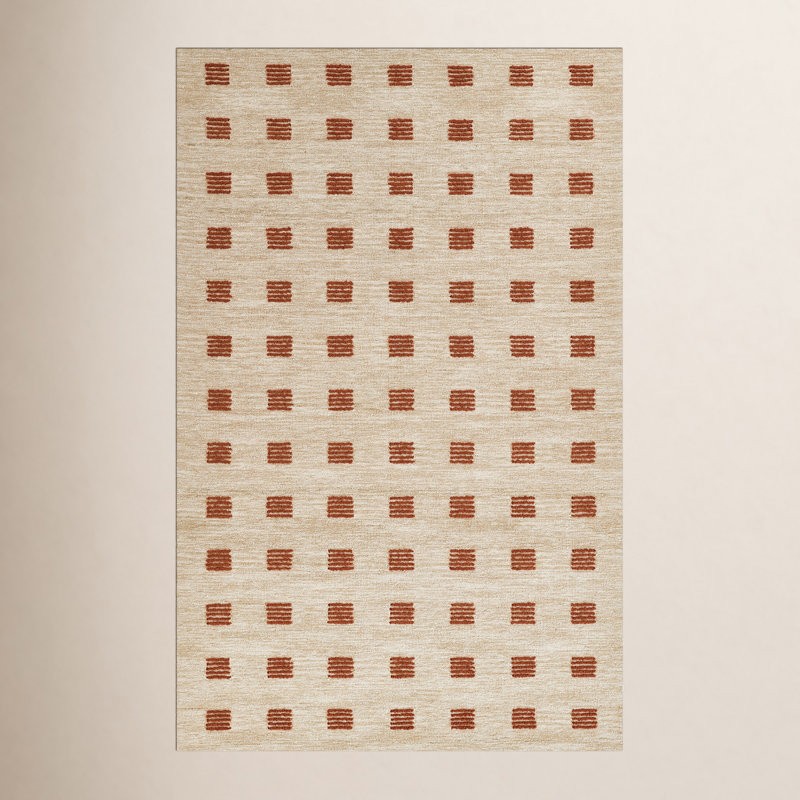 Lanora Hand Tufted Wool Geometric Rug, Rectangle 5' x 8'