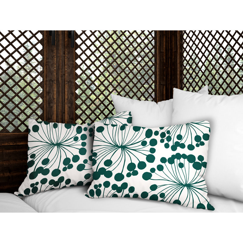 Polyester / Mélange de polyester Housse de coussin rectangulaire intérieure / extérieure lombaire et insert, Émeraude