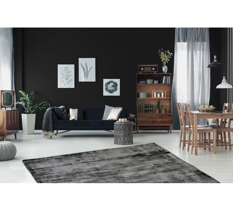 Ebern Designs Mcfadden Hand-hooked Anthracite Rug 