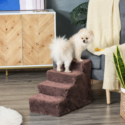 4-Step Pet Steps Cat Stairs, Cats/Dogs, Climbing on Bed, Brown