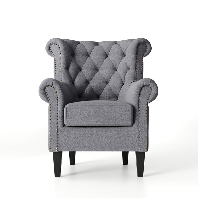 Abrielle Upholstered Wingback Chair, Gray