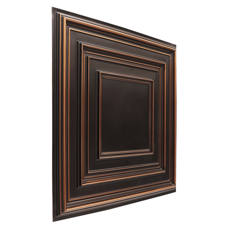 Carreau de plafond en PVC à coller ou à coller Schoolhouse, Cuivre antique, L 24 po x L 24 po