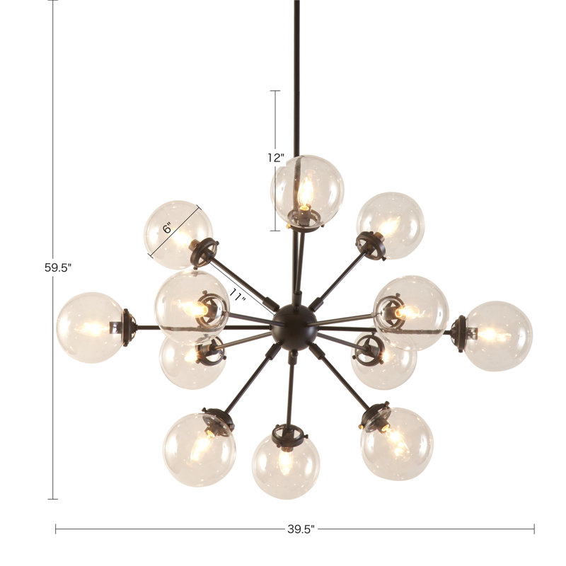 Orrhaen 12-Light Chandelier with Oversized Globe Bulbs, Antique Bronze