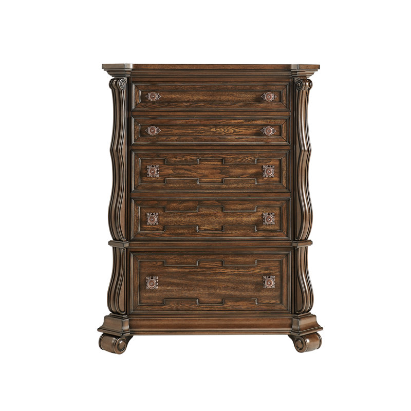 Commode 5 tiroirs cerise foncée 54 po Muller